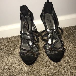 Open toed, strappy heels